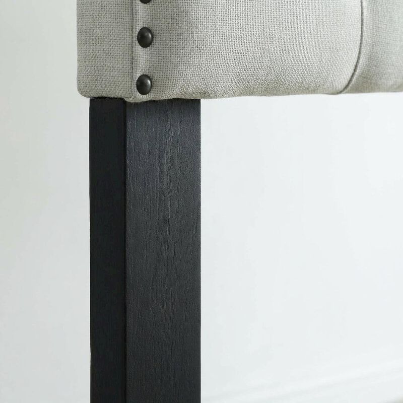 Light Gray Upholstered King Headboard, Solid Rubberwood Frame image number 4