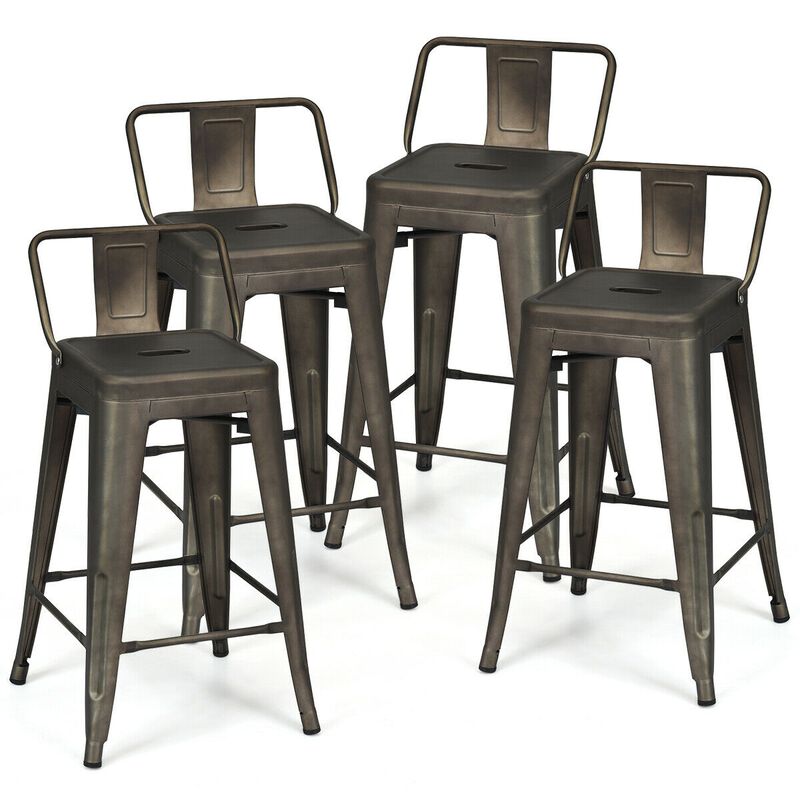 24" Set of 4 Cafe Side Chairs with Rubber Feet and Removable Back