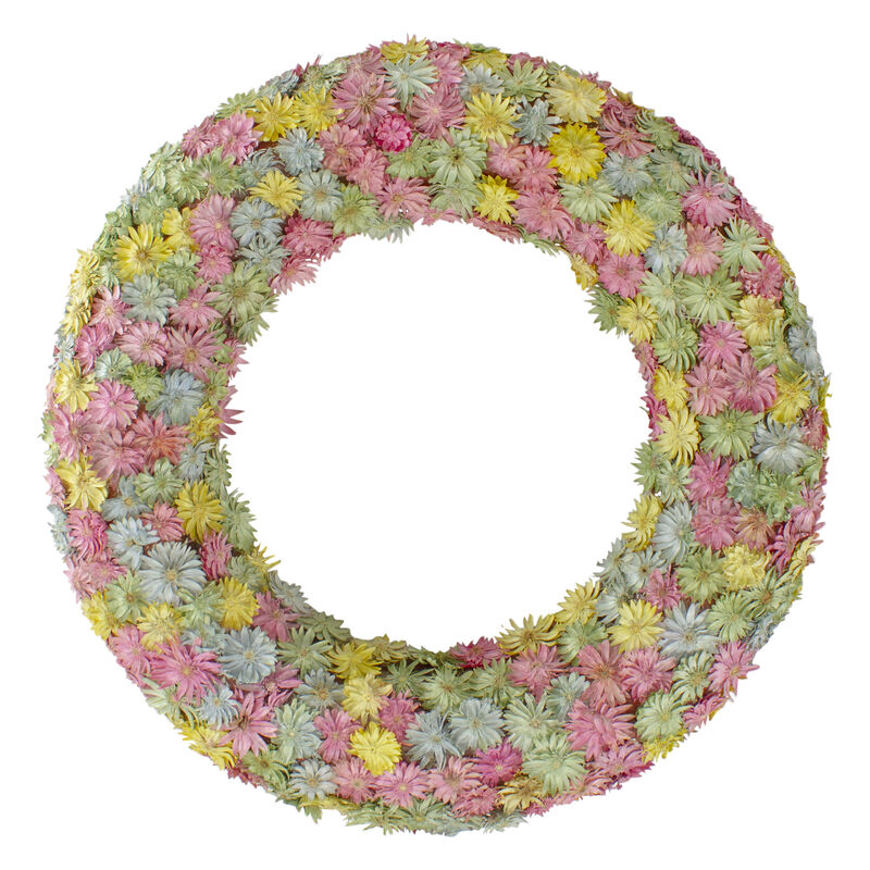 Multi-Colored Daisy Artificial Spring Floral Wreath  10-Inch