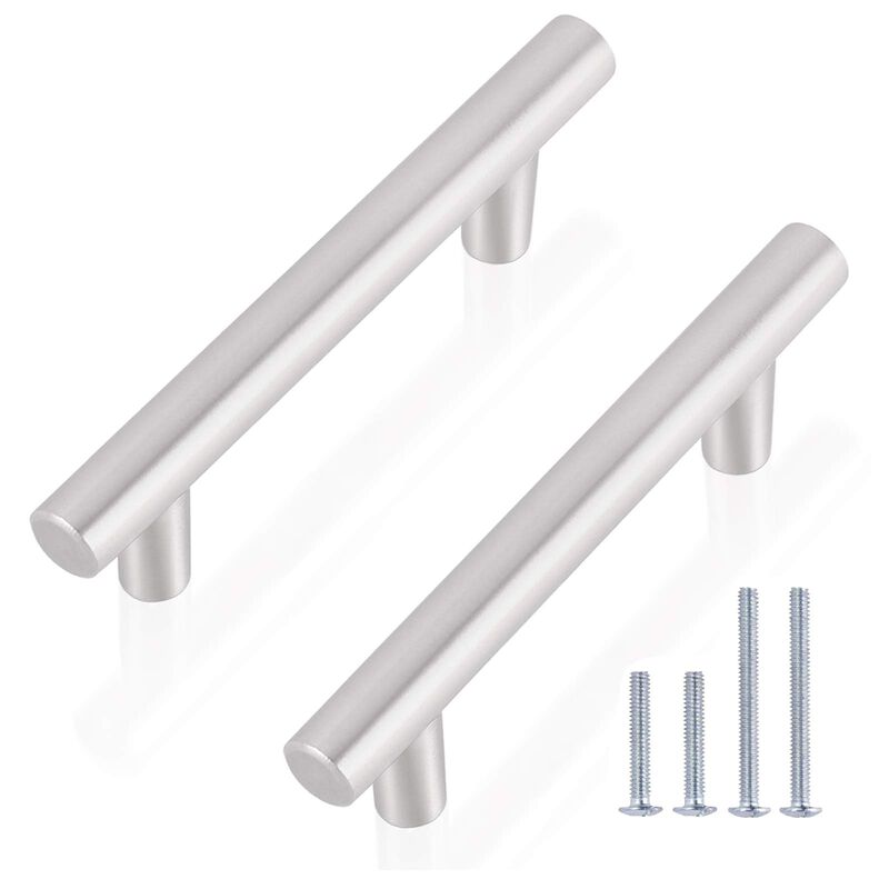Gobrico 10 Pack Cabinet Hardware Brushed Nickel Drawer Pulls 3"" Hole Centers, Satin Nickel Dresser Knobs, Stainless Steel Cabin