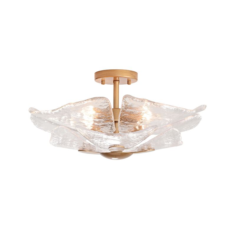 Brisa 4-light Modern Textured Glass Panels Flush Mount - Brushed Brass image number 0