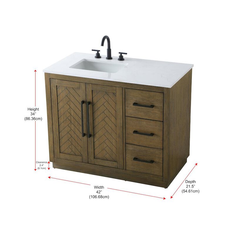 Elegant Kitchen and Bath 42 inch Single Bathroom Vanity in Hazel Oak