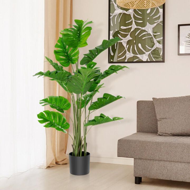 Hivvago 5 Feet Artificial Tree Faux Monstera Deliciosa Plant for Home Indoor and Outdoor