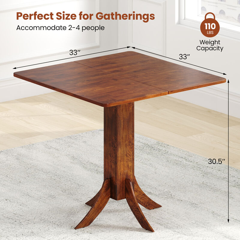 Small Space Dining Table – Square Top with Rubber Wood Pedestal Base