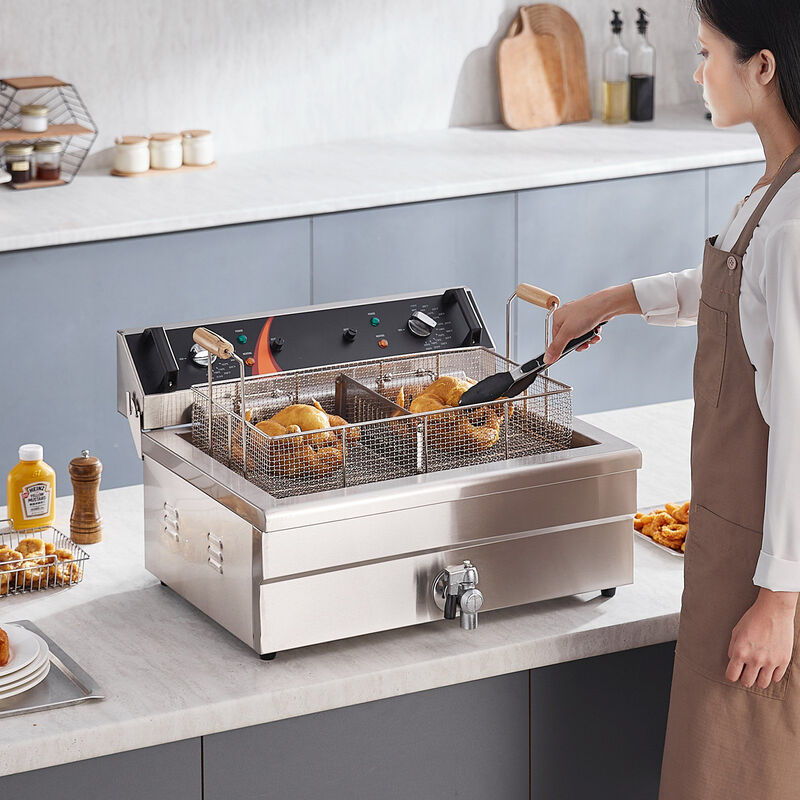 Commercial Countertop Deep Fryer, Large Capacity Stainless Steel, Electric Oil Fryer with Basket-Silver image number 1