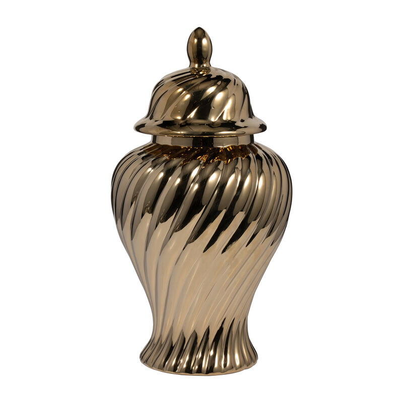 Cer, 20" Swirl Temple Jar, Gold image number 0