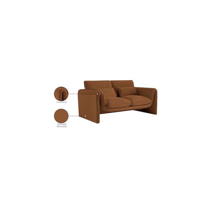 Meridian Furniture Sloan Saddle Velvet Fabric Loveseat