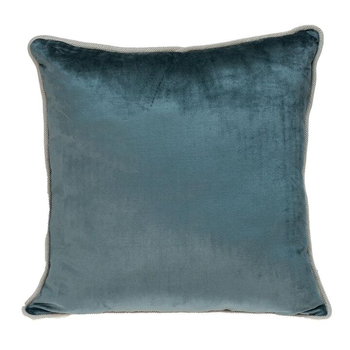 20" Blue Cotton Throw Pillow