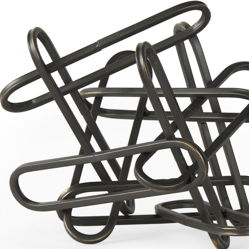 HomeRoots 8" Black Metal Abstract Tabletop Sculpture image number 2