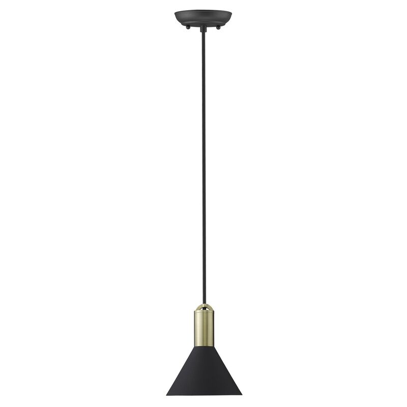 Hivvago Matte Black and Gold Conical Pendant Hanging Light