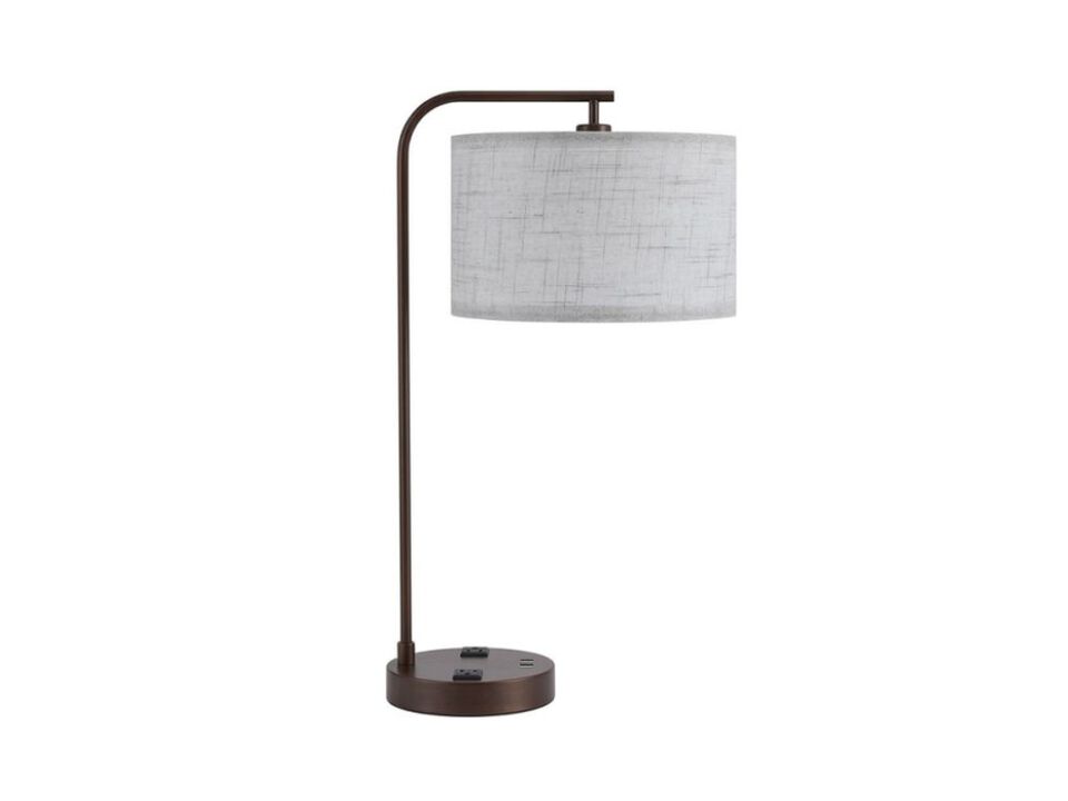 Dimmable LED USB Port Linen Desk Lamp For Living Room Bedroom Home Office