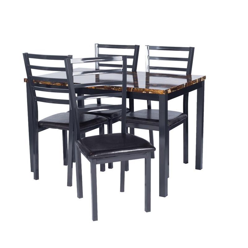 Better Home Products Milan Set of 4 Stackable Metal Dining Chairs in Black