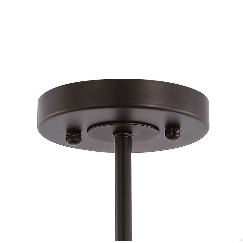 Jaymes 20" 3-Light Farmhouse Industrial Iron Cylinder LED Semi Flush Mount, Oil Rubbed Bronze/Clear