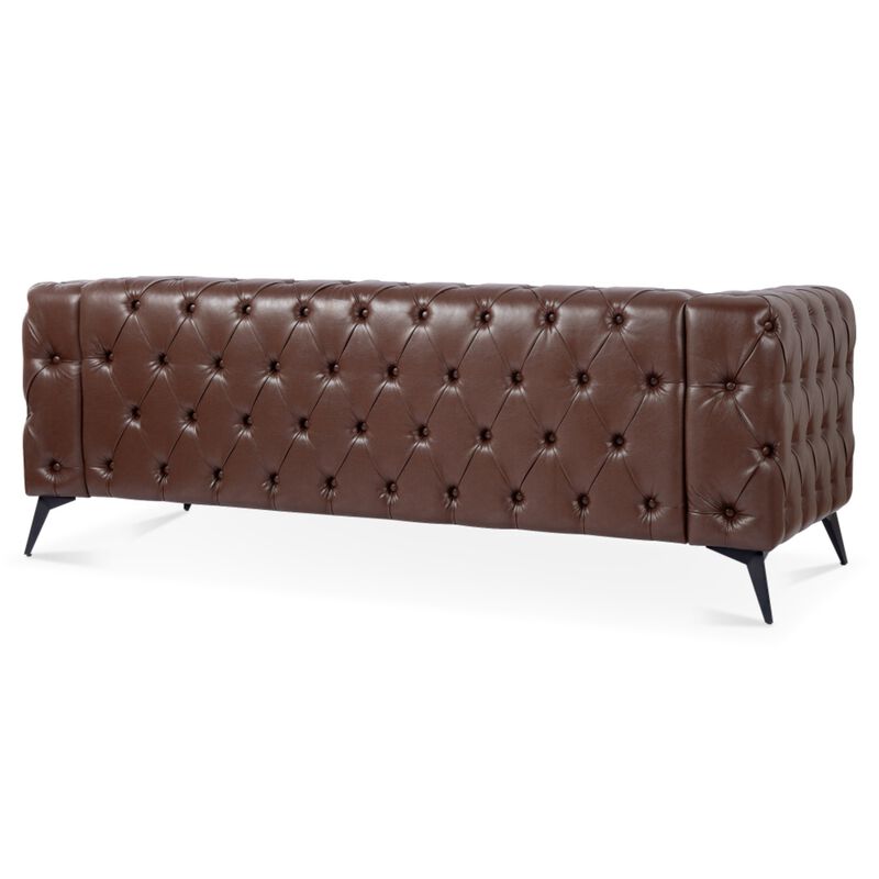 Cintco 84.06 Inch Chesterfield Tufted PU Leather 3‑Seat Sofa image number 4