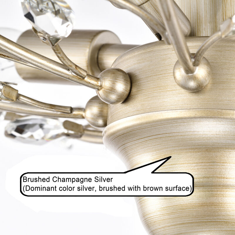 Grace 4-light Brushed Champagne Silver Crystal Leaves Flush Mount image number 4