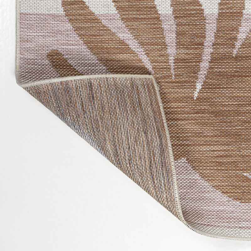 Veronica Classic Beach Stripe and Palm Leaf Indoor/Outdoor Area Rug