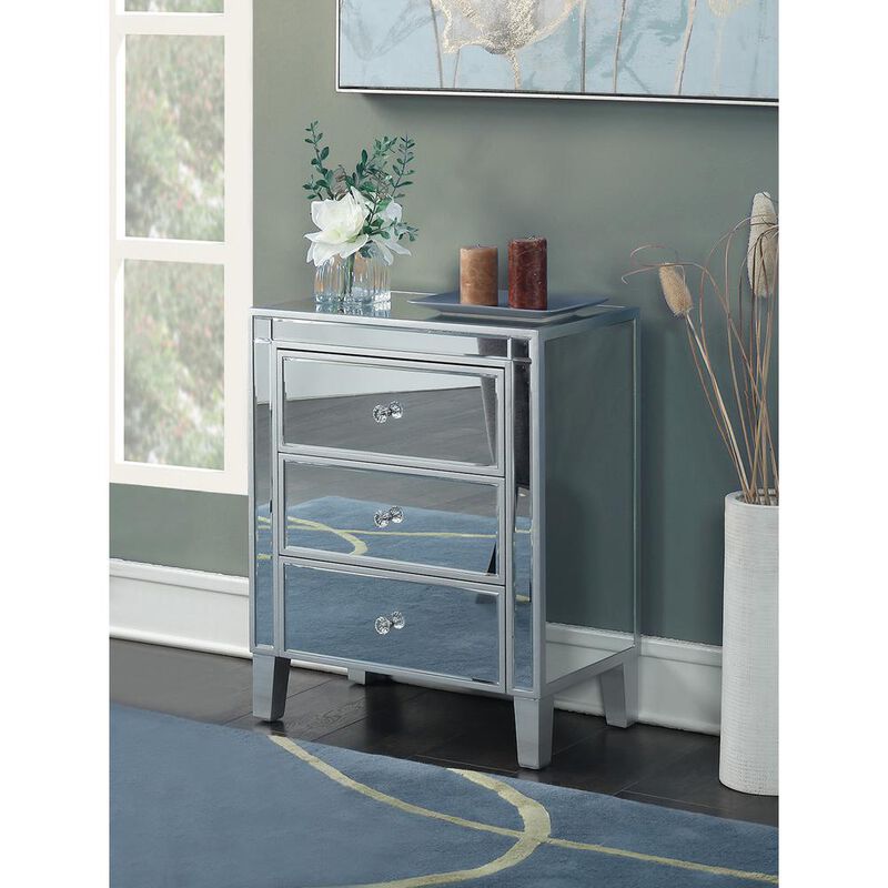 Convience Concept, Inc. Gold Coast Large 3 Drawer Mirrored End Table