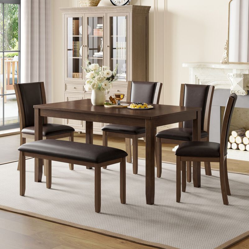 Pimmel 6‑Piece Rectangular Farmhouse Rustic  Dining Table Set image number 2