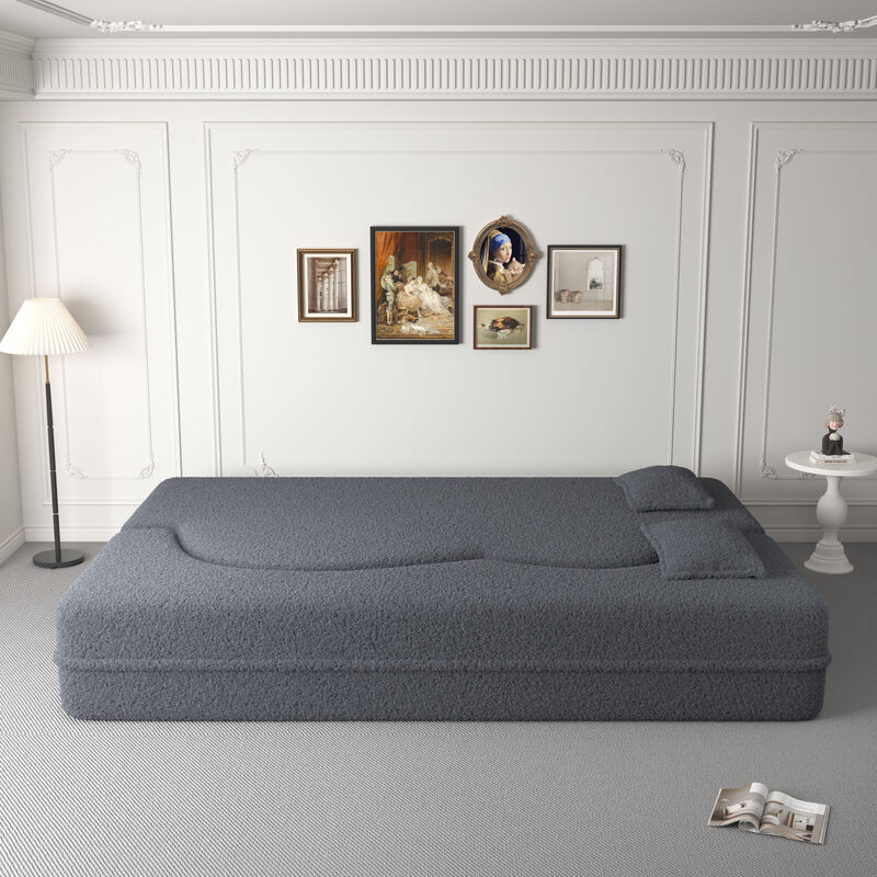 GOODSILO Comfortable Convertible Sleeper Floor Sofa with Plush Teddy Fabric and Foam Filling image number 5
