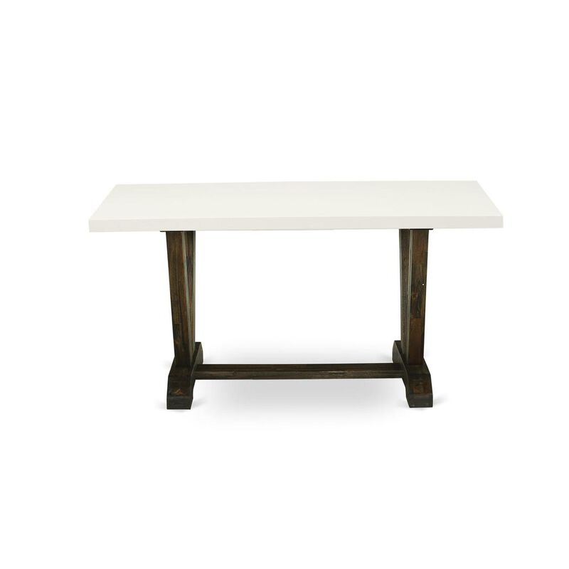 East West Furniture V-Style Dining Rectangle Wooden Table Top with Stylish Legs, 36x60 Inch