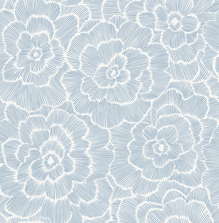 Periwinkle Blue Textured Floral Wallpaper