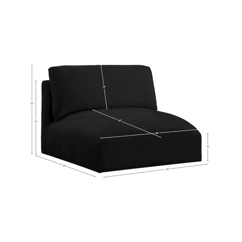 Meridian Furniture Ease Black Polyester Fabric Armless