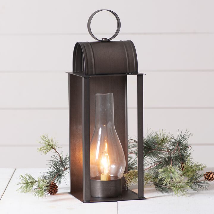 Colonial Style Electric Table Lamp With Glass Chimney, 1825 In Tall