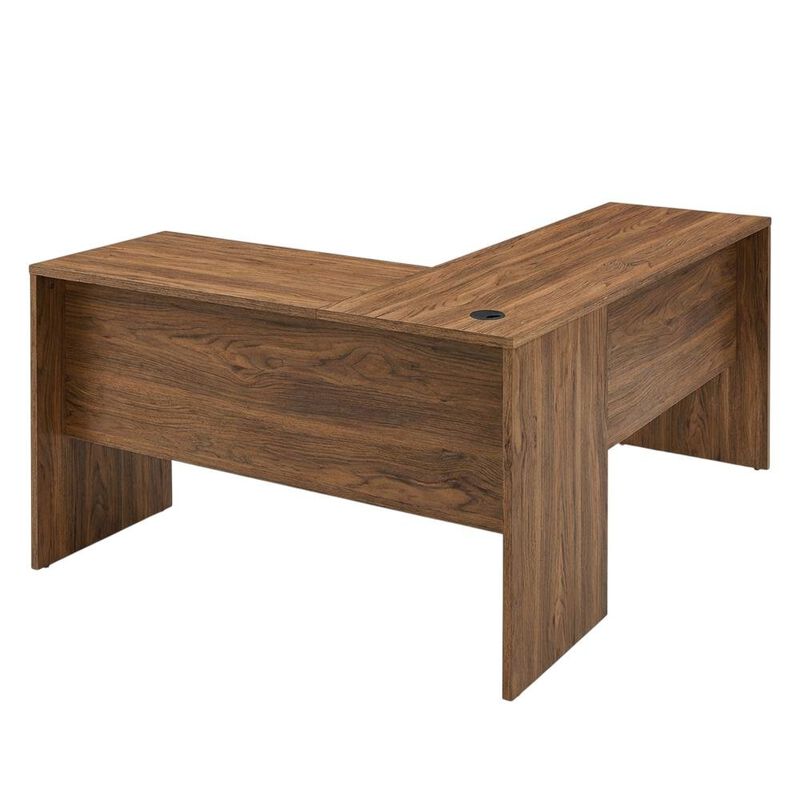 L-Shaped Wood Office Desk with Spacious Work Surface and Sturdy Legs image number 0