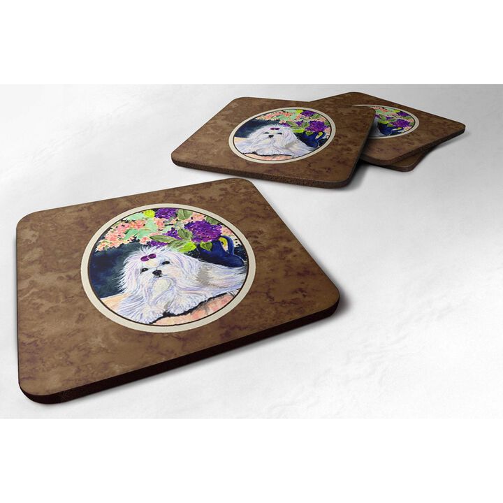 Caroline's Treasures SS8287FC Maltese Foam Coasters (Set of 4), 3.5 H x 3.5 W, Multicolor