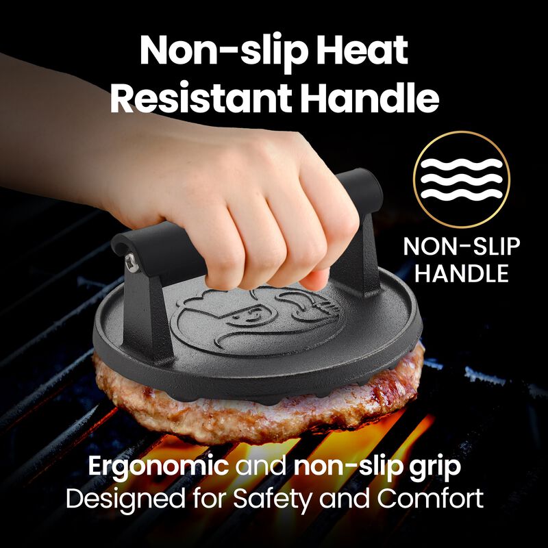 Smash Burger Press for Griddle, 2 lb Heavy Duty Burger Smasher Tool with Heat-Resistant Handle, Premium Cast Iron