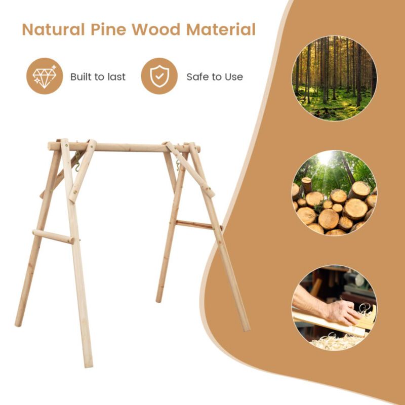 Hivvago Heavy Duty Wooden Swing Frame with Reinforced Bars