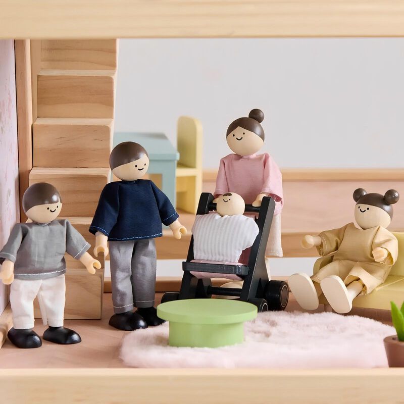 Wooden Doll House, Black Dollhouse & Dollhouse Garage & Extra Dolls Set image number 9