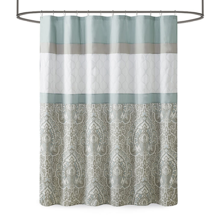 Gracie Mills Ronny Geometric Damask Printed Shower Curtain