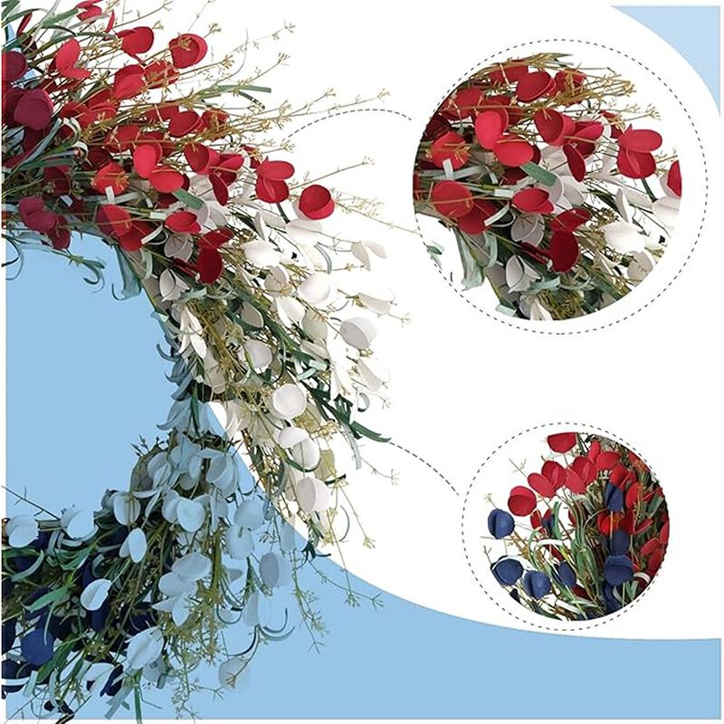 Flag Floral Wreath, Artificial Flowers, Patriotic Holiday Decor image number 1