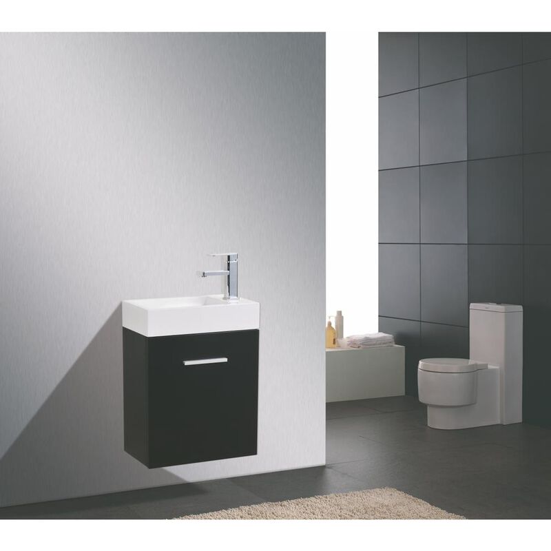 Kubebath Bliss 18 Black Wall Mount Modern Bathroom Vanity