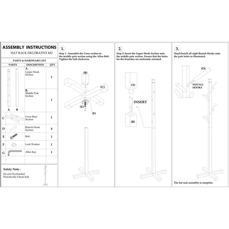 Hiya Freestanding Hat, Coat Rack, 8 Branch Hooks, Teakwood image number 9
