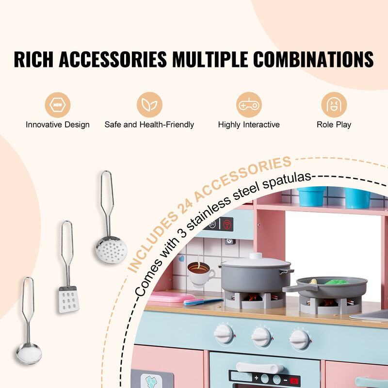 Kids Kitchen Cooking Playset &ndash; 24 PCS Pretend Play Accessories with Pots, Utensils & Food Toys for Girls and Toddlers