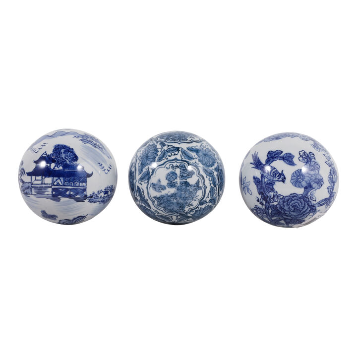S/3 5" Chinoiserie Orbs
