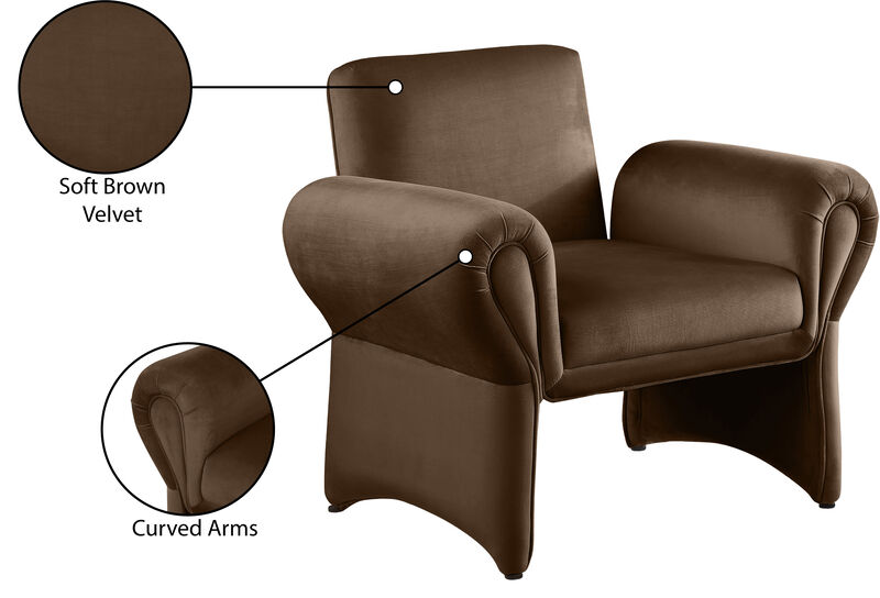 Meridian Furniture Fleurette Brown Velvet Accent Chair image number 8