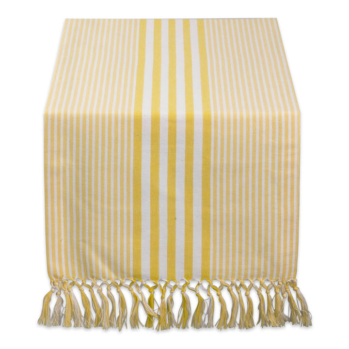 14" x 72" Sunrise Yellow and White Rectangular Home Essentials Stripes Table Runner