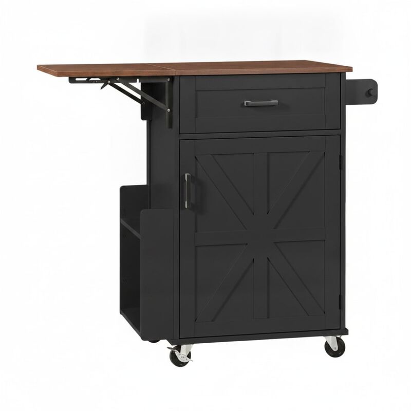 ELEMENT ACE Rolling Drop Leaf Kitchen Island Cart with Storage Drawer Open Side Rack Towel Rack Lockable Wheels for Small Kitchens image number 0