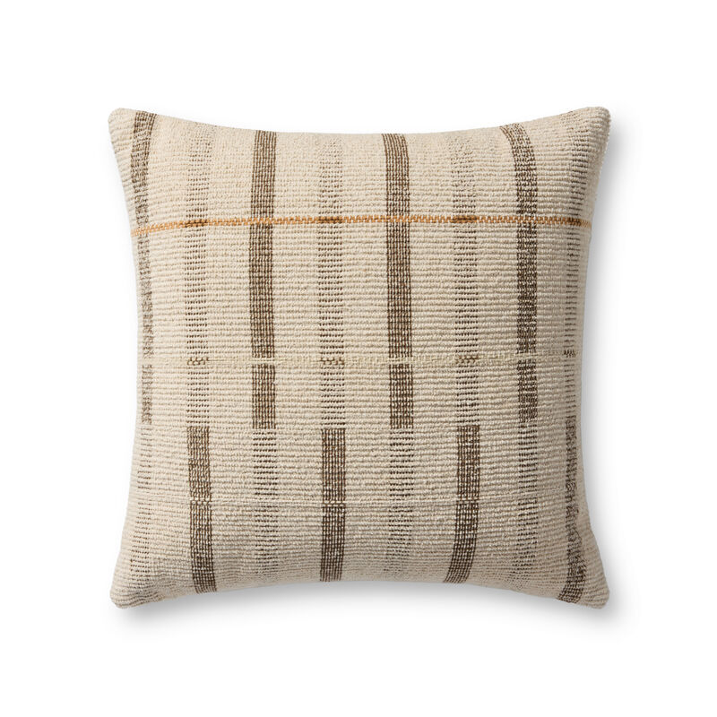 Ivory/Brown 20''x20'' Cover w/Poly Pillow image number 0