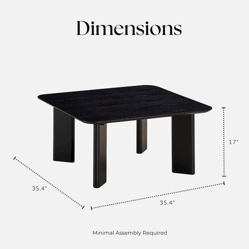Omax Decor Joss Square Shape Modern Wood Coffee Table in Black Ash