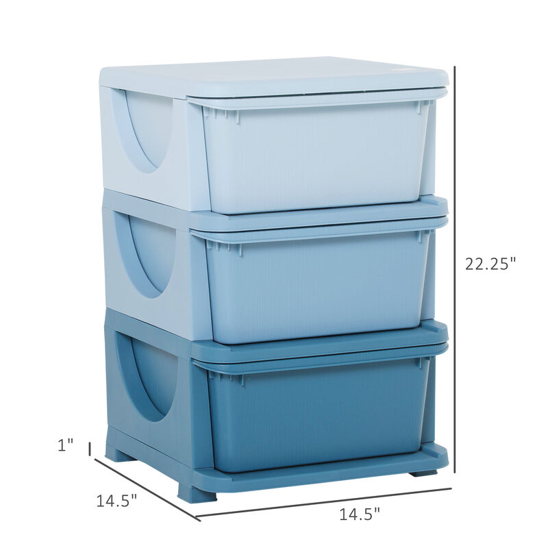 Kids Storage Container with Drawers for Playroom, Nursery, Daycares, Blue