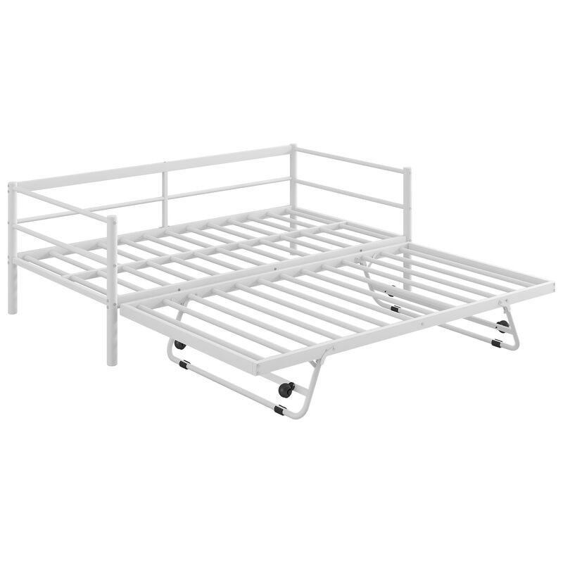 Merax Metal Daybed with LED and Adjustable Trundle
