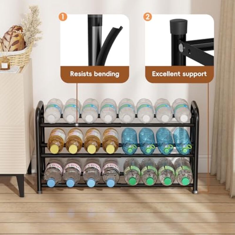Entryway Metal Shoe Organizer 3 Tier Adjustable Shelves Closet Storage Black image number 3