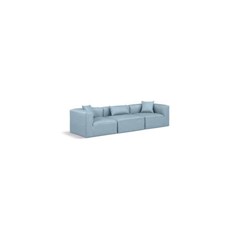 Meridian Furniture Cube Light Blue Vegan Leather Modular Sofa