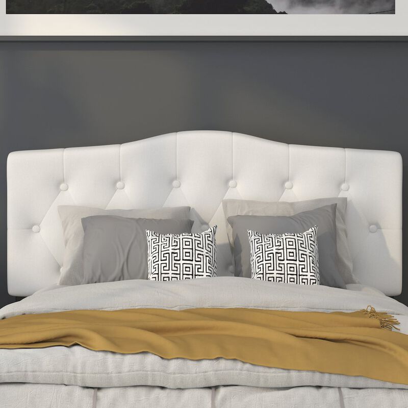 Flash Furniture Tufted Upholstered Full Size Headboard in White Fabric image number 9