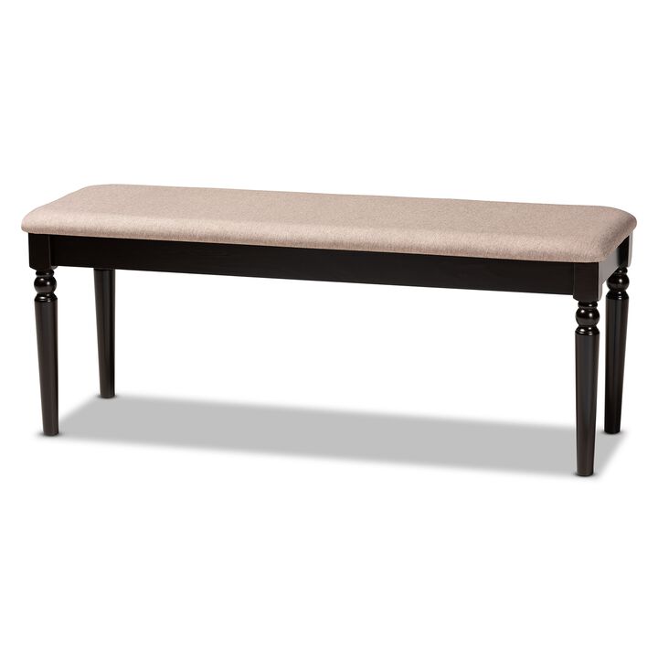 Baxton Studio Giovanni Modern and Contemporary Sand Fabric Upholstered and Dark Brown Finished Wood Dining Bench