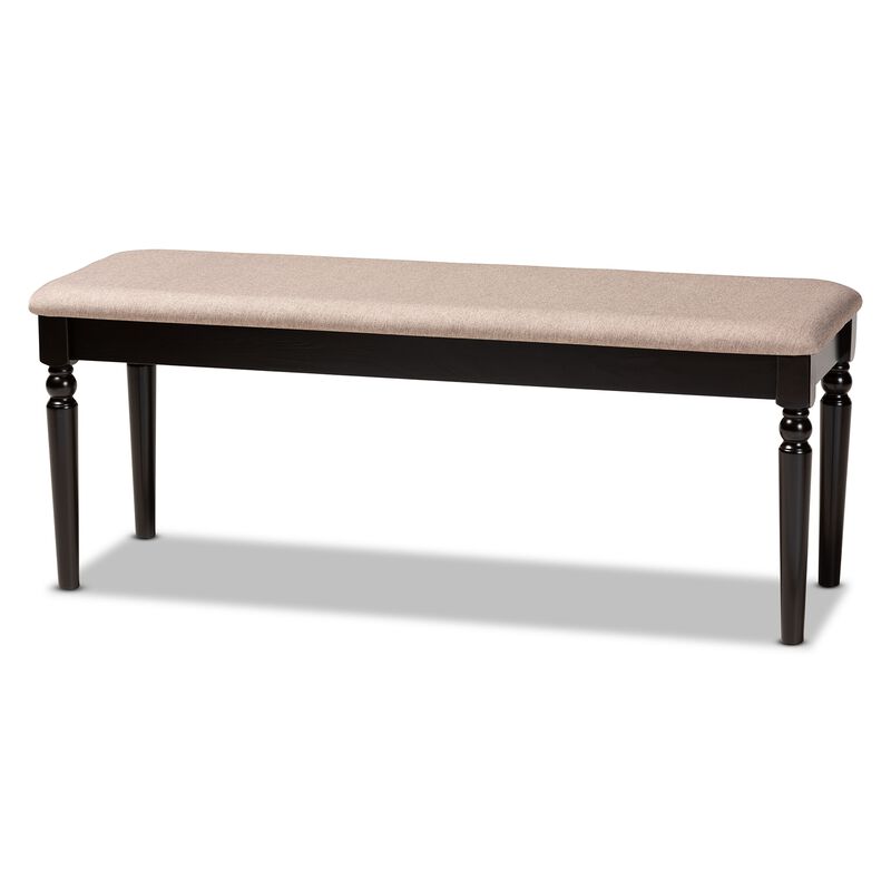 Baxton Studio Giovanni Modern and Contemporary Sand Fabric Upholstered and Dark Brown Finished Wood Dining Bench